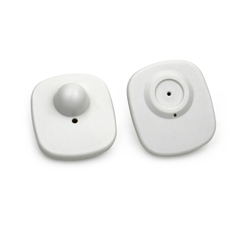 Mini Hard White Square Security Alarm RF EAS Hard Tag For Clothing Stores