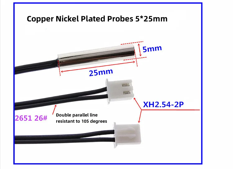 NTC temperature sensor B3950 thermistor 10K air conditioning probe 5*25MM 5m 10m 15m