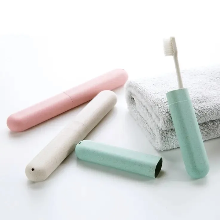 Eco friendly biodegradable wheat straw toothbrush box holder portable travel toothbrush case