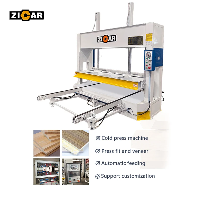 ZICAR Automatic Hydraulic Veneer Laminate Solid Wood Door Pallet Cold Press Machine For Woodworking