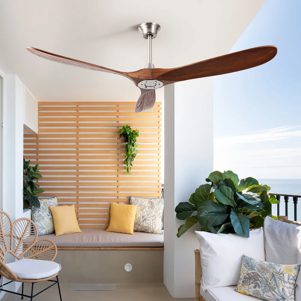 60 Inch 3 Wood Blade Ceiling Fan Decorative Home Large Modern Bldc Ventilador Ceiling Fan Remote Control