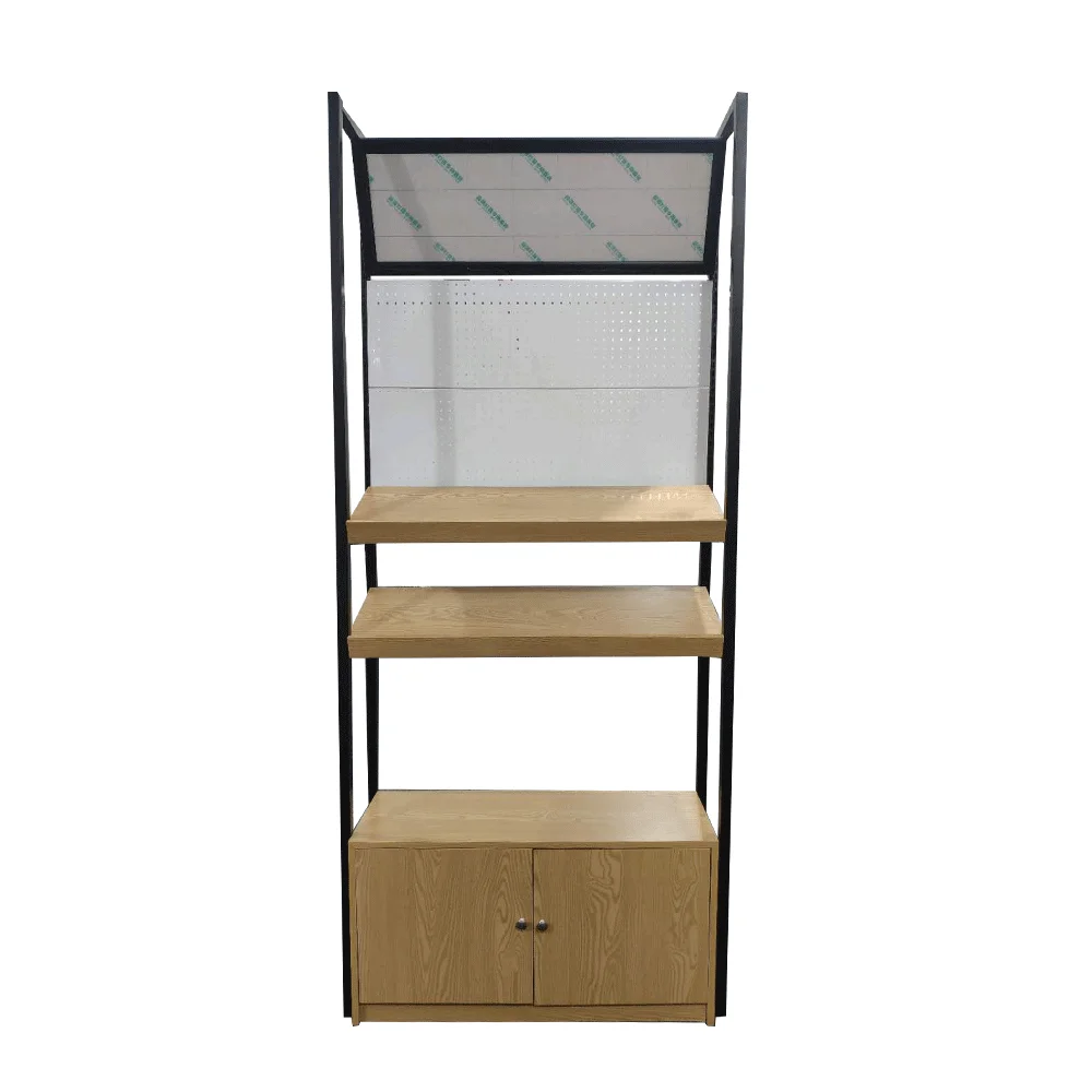 Retail Store Wood Shelving Supermarket Display Metal Shelf and Grocery Wooden Gondola With Cabinet