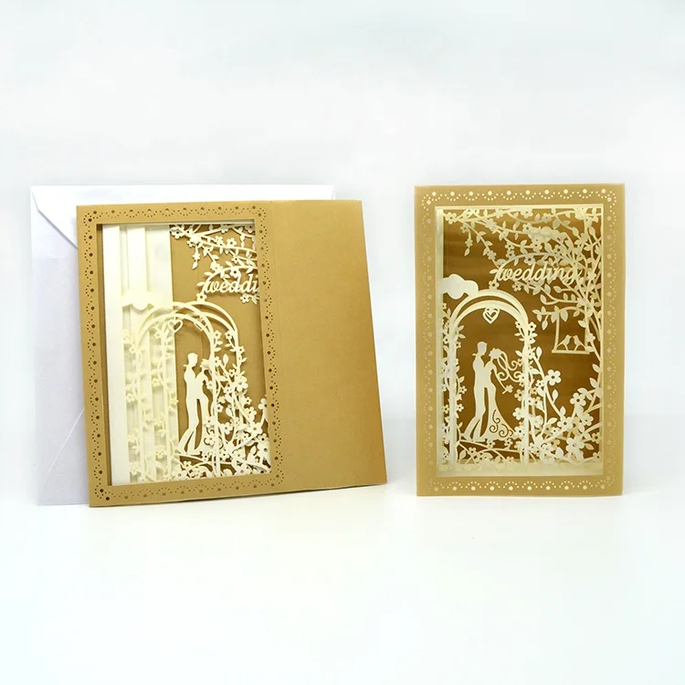 
Custom laser cut 3d wedding invitations pop up cards 