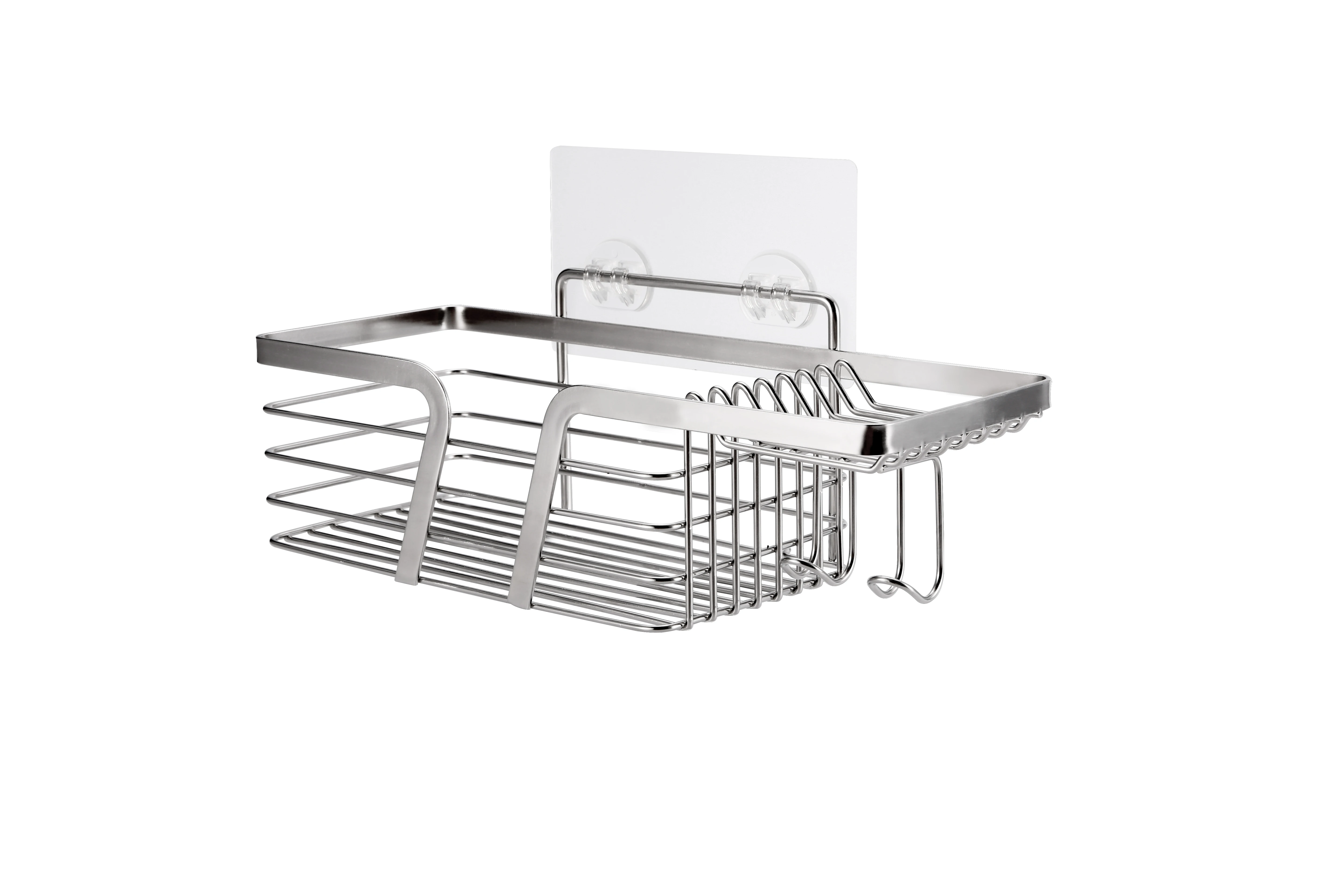 self adhesive wall mounted storage shelf bathroom rack with 2 clothes hook