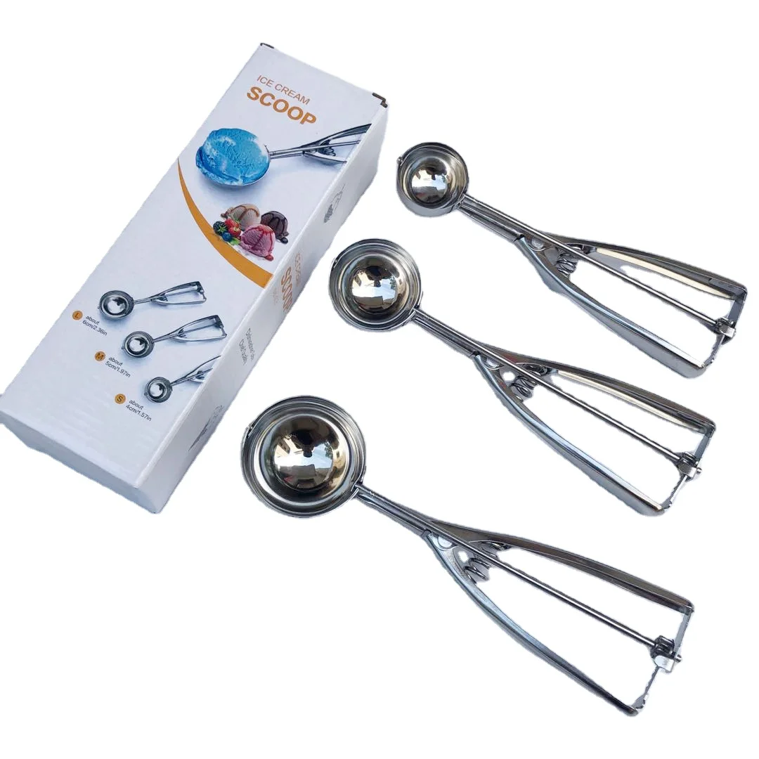 1.35 Tbsp/2.5Tbsp/5.4Tbsp Ice Cream Scoop Make Ball for Melon Baller Cupcake Baking Dough Stainless Steel Cookie Scoop