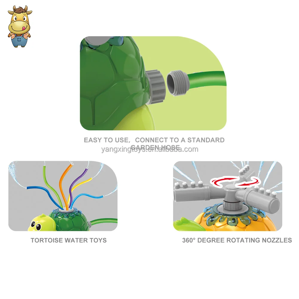 Amazon Hot Sale Backyard Spinning Turtle Sprinkler Toy w/ Wiggle Tubes Outdoor Garden Water Spray Sprinkler for Kids