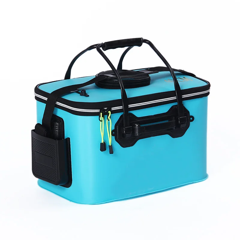 Transparent Top Cover Fishing Bucket Foldable Fish Bait Bucket Multifunctional Minnow Bucket Live Fish Container