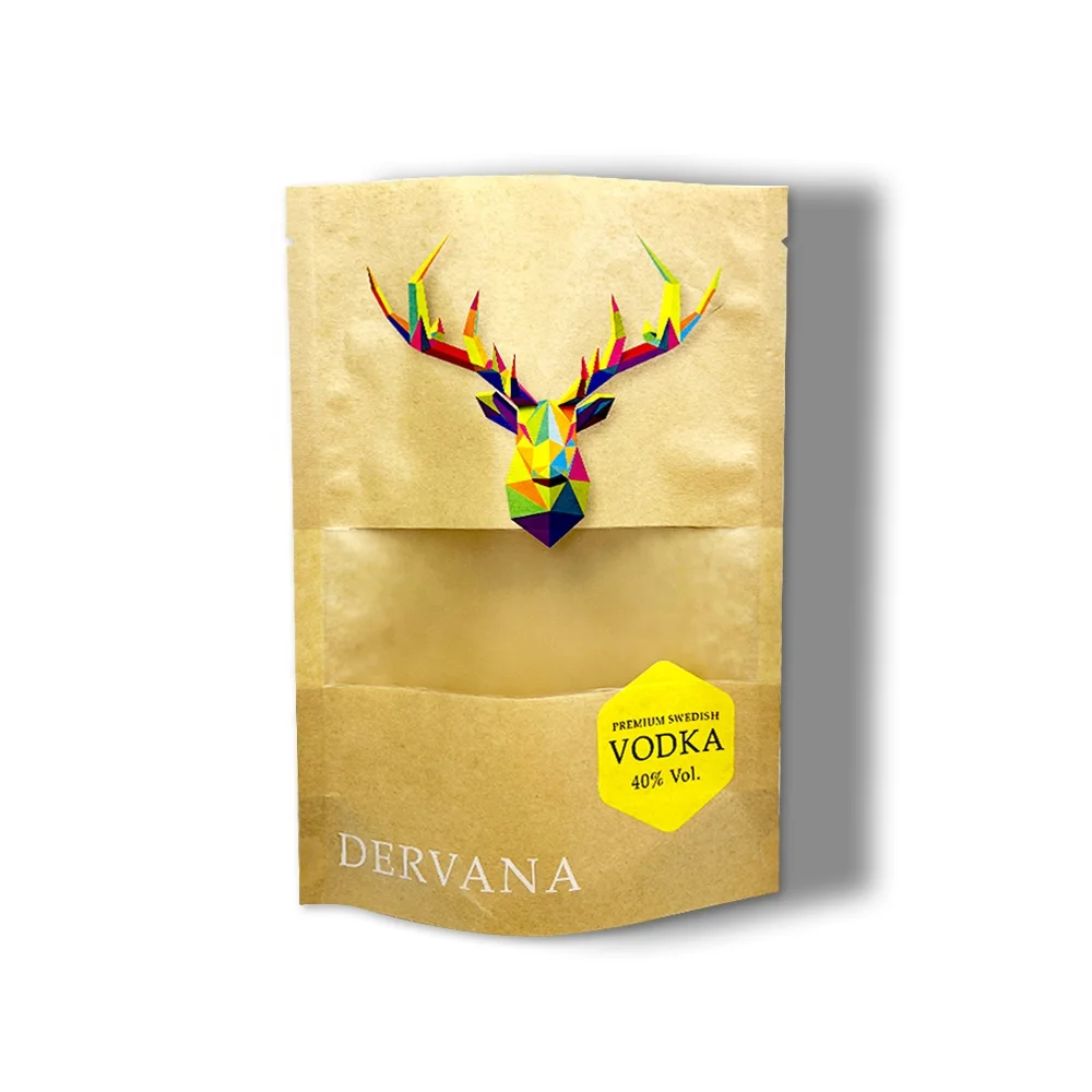 Custom Stand Up Kraft paper Bags Fruit Juice Alcohol Liquid Bag Biodegradable Soft Drinks Packaging Milk Water Pouches with Wind