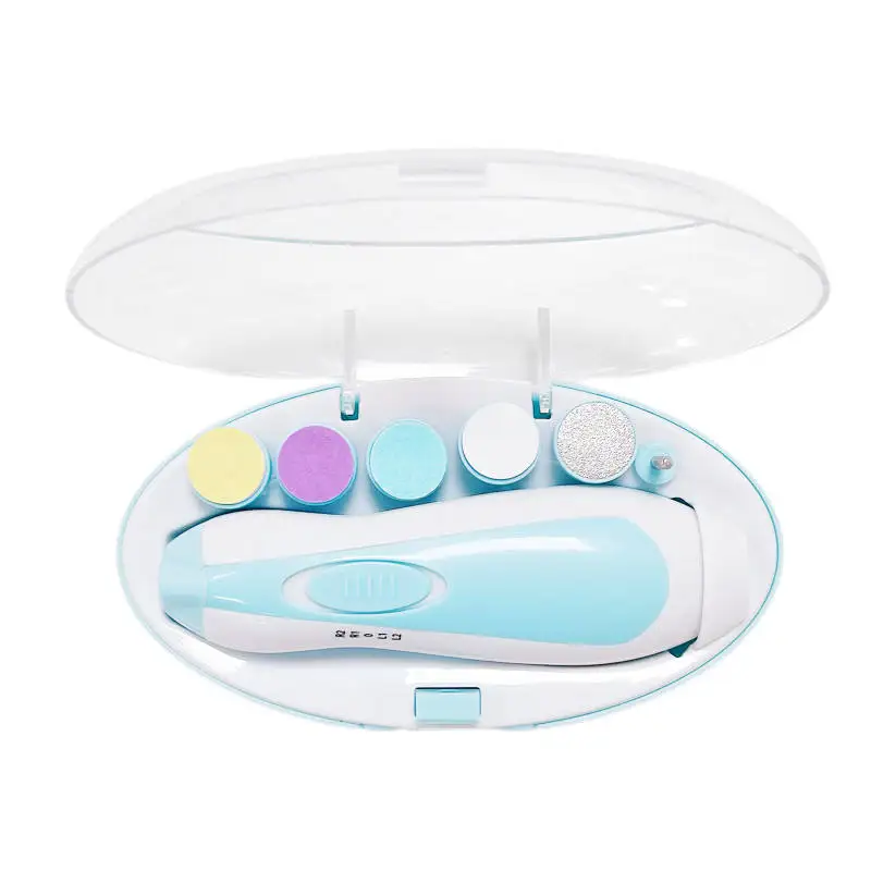 Cheap Factory Price Fashion Amazon Hot-sell Baby Electric Nail Trimmer With 6 Grinding Heads Grooming Tools Kit