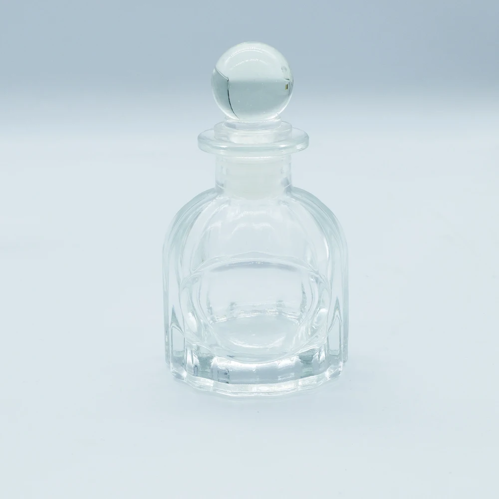 Wholesale Vintage 50ml Threaded Crystal Glass Circular Crown Lid Essential Oil Perfume Bottles with Cap and Box