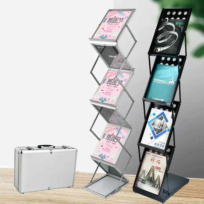 newspaper foldable literature display stands  catalogue shelf  brochure holder magazine rack with screwless stick