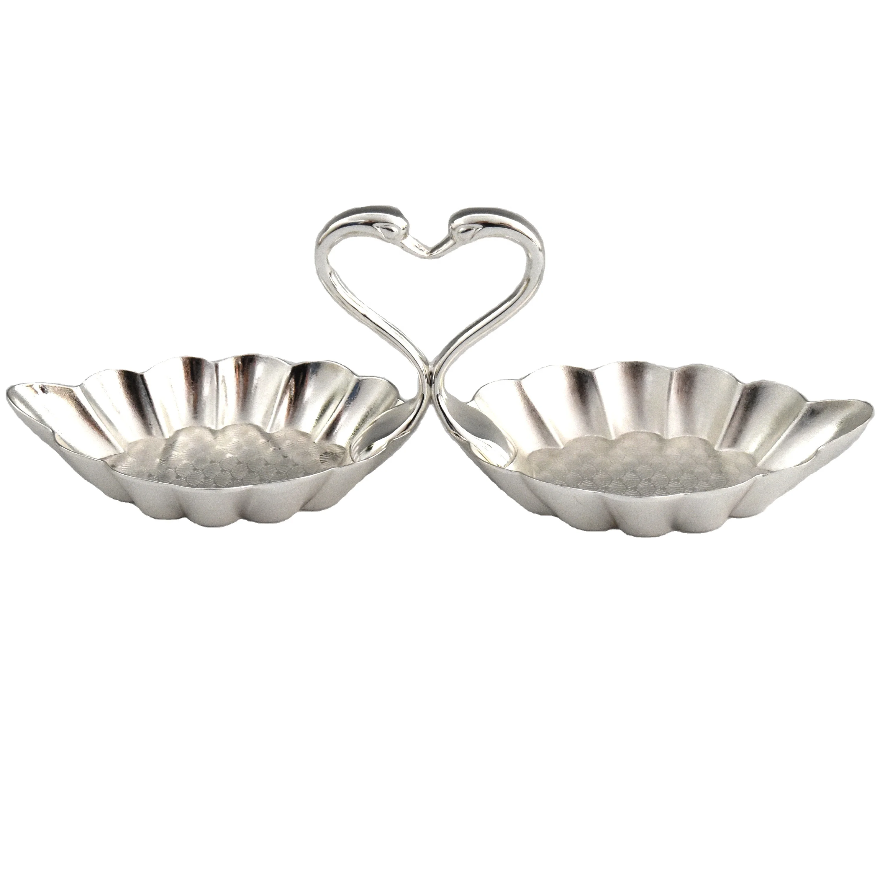 Wedding party decorative gift metal swan shape fork spoon holder snack dish