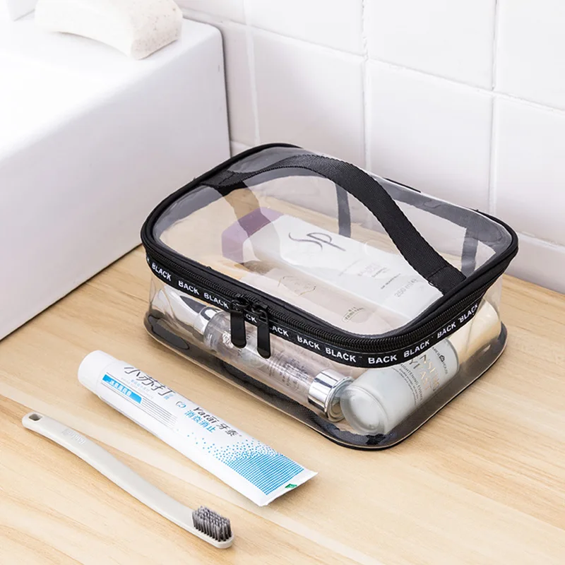 Eco-friendly Simple Portable PVC Transparent Cosmetic Bag Clear Makeup Bag Unisex Skin Care Product Storage Bag
