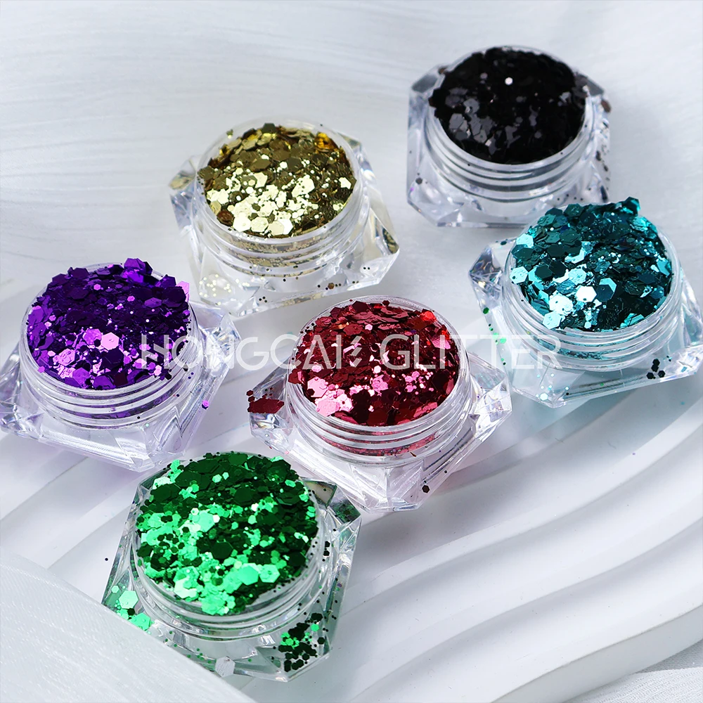 bulk metallic chunky mix polyester glitter colorful wholesale nails art Christmas decorations design glitters resin crafts