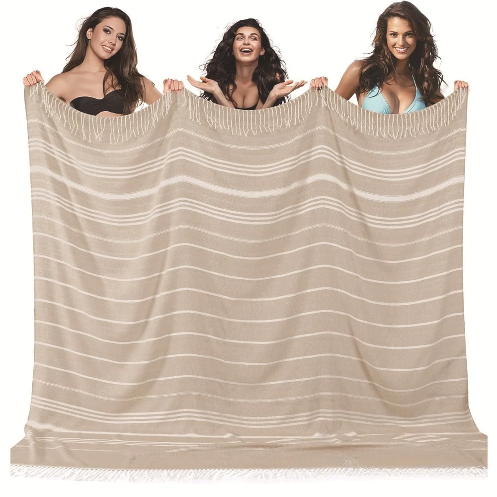 Super Size Cotton Turkish Double Wide Beach Towel Quick Dry with Tassel for family Travel Airplane Beach Yoga Towel