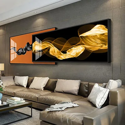 Customized orange living room decorative painting sofa background wall modern high-end hanging painting superimposed mural wall