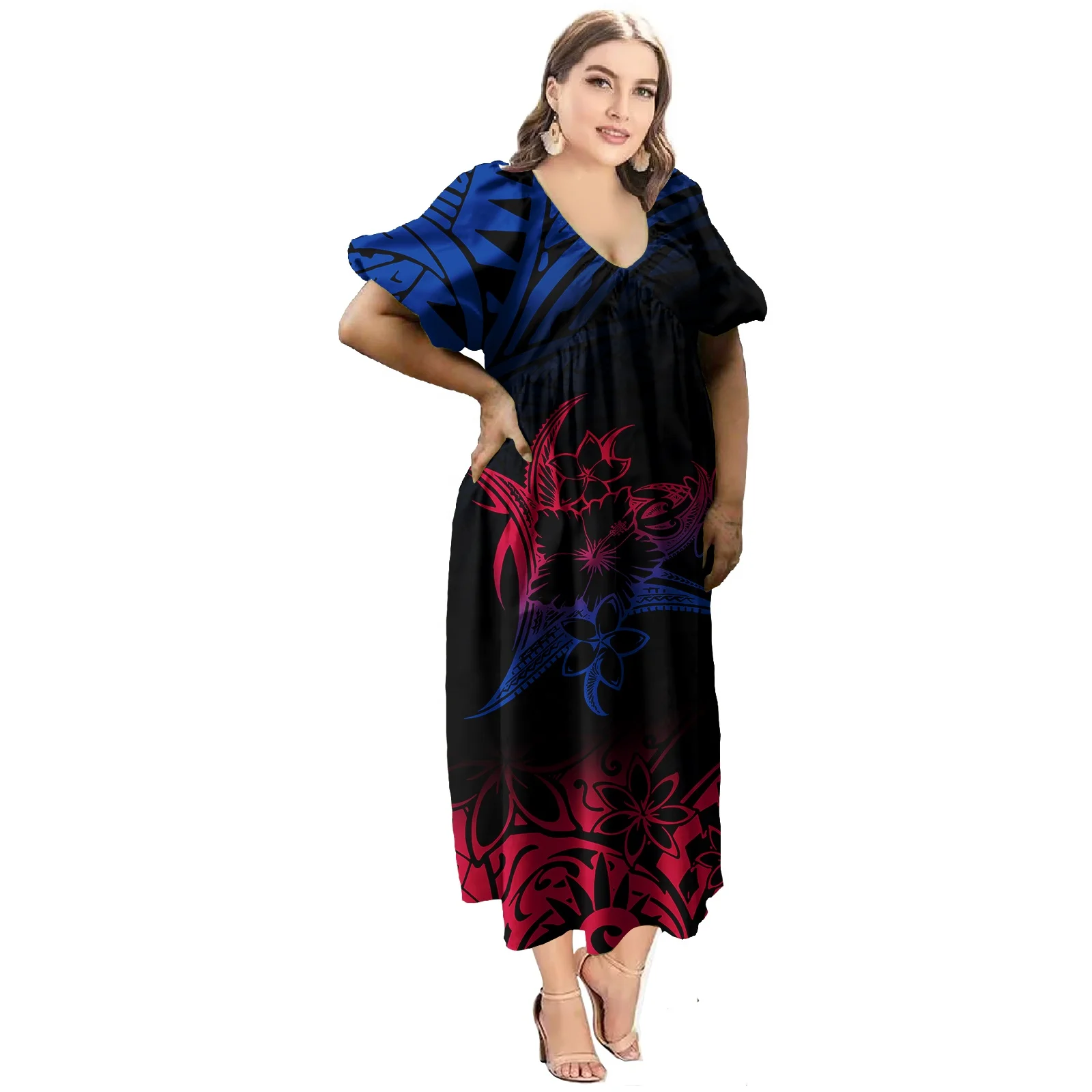 Summer Pacific island polynesian Beach Hawaiian Dress Polynesian Samoan Tribal Pattern Design Fashion Casual Dresses