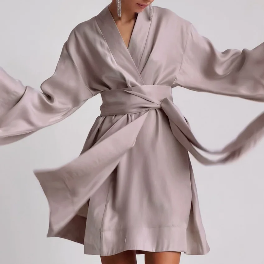 NO 1 High Quality Fashion Custom Short Kimono Robe Pajamas Women Casual Home Night Robe Sleepwear Women Robe Sleepwear