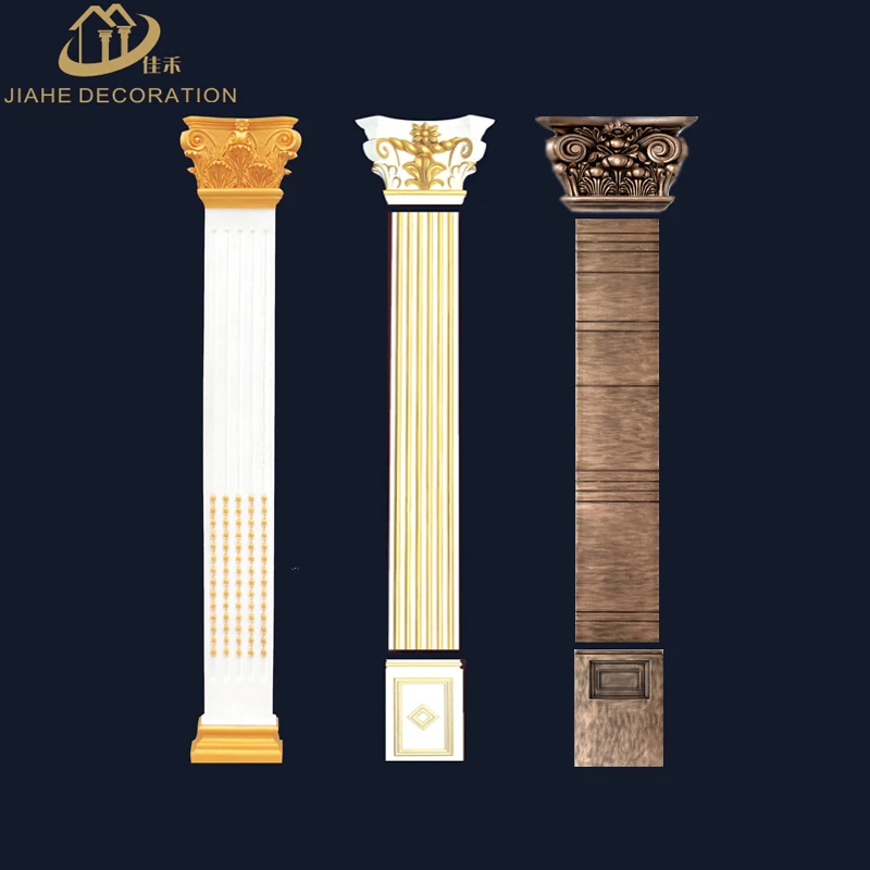 
customized paint gold bronze colour deluxe high quality polyurethane/PU foam flat plane roman columns 
