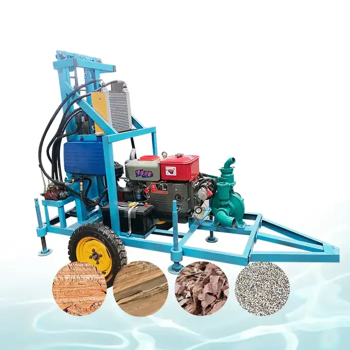 200m trailer mounted diesel portable water well drilling rig borehole drilling machines with hydraulic legs and tower