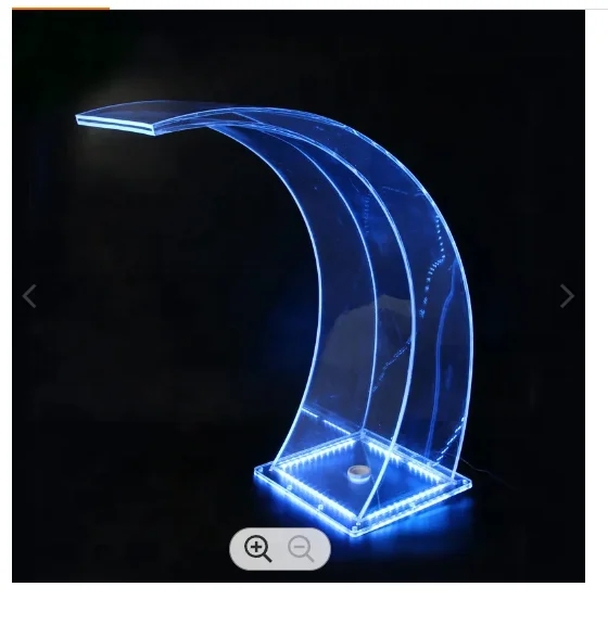 7colors indoor decorative acrylic waterfall with led light strip and adaptor for garden water scape