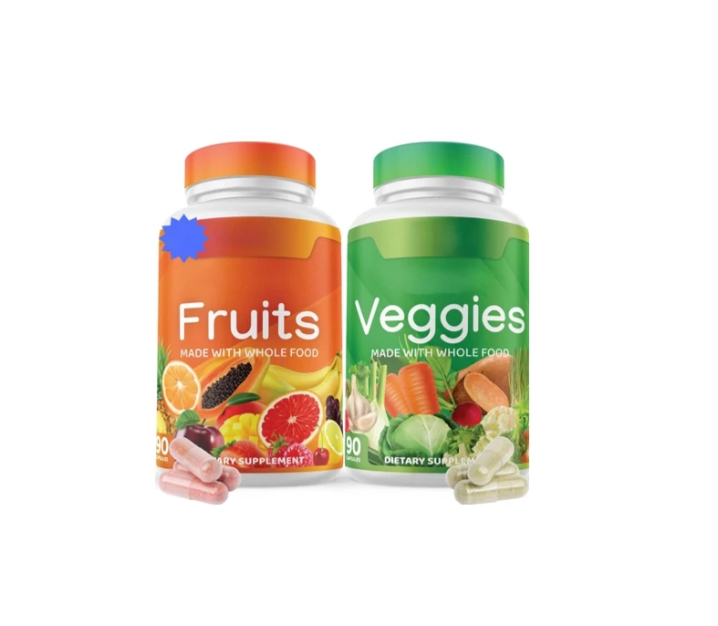 Fruit and vegetable capsules Supports a Balanced Diet No Added Sugars Enriched with Antioxidants