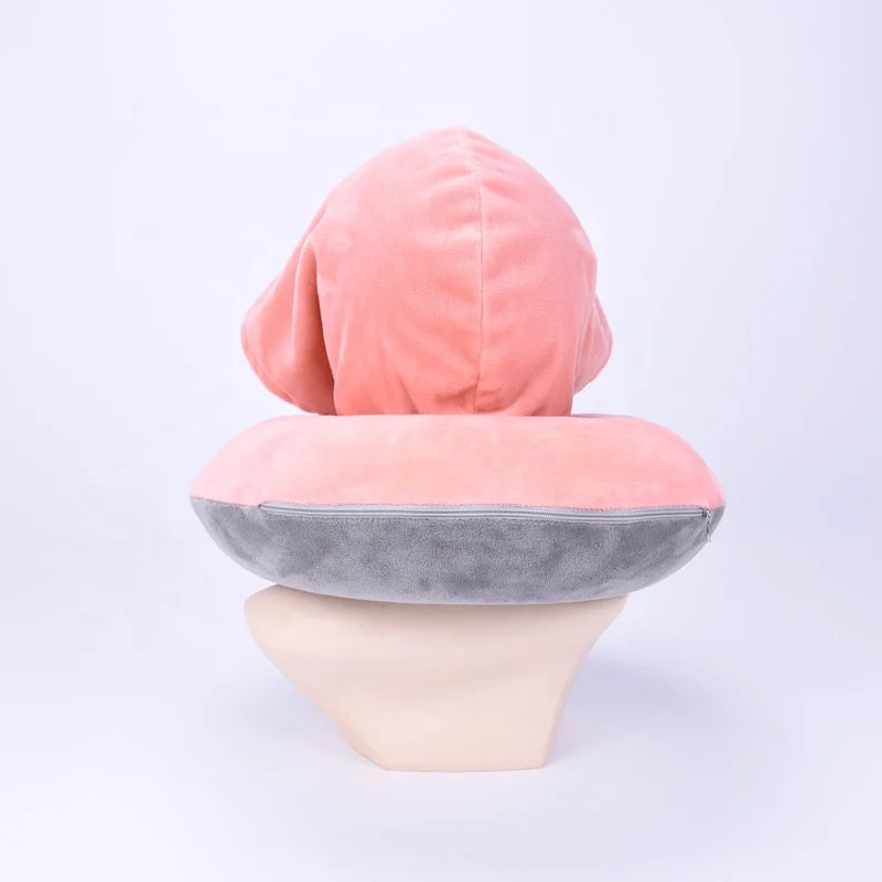 
Popular Memory Foam Neck Travel Pillow with Hood Eye Mask for Airplane 