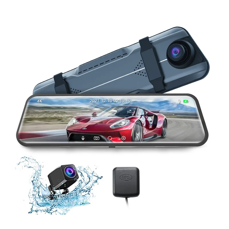 Aoedi AD882 9 66 дюймовый сенсорный экран автомобильное зеркало двойной видеорегистратор передний и задний 4K