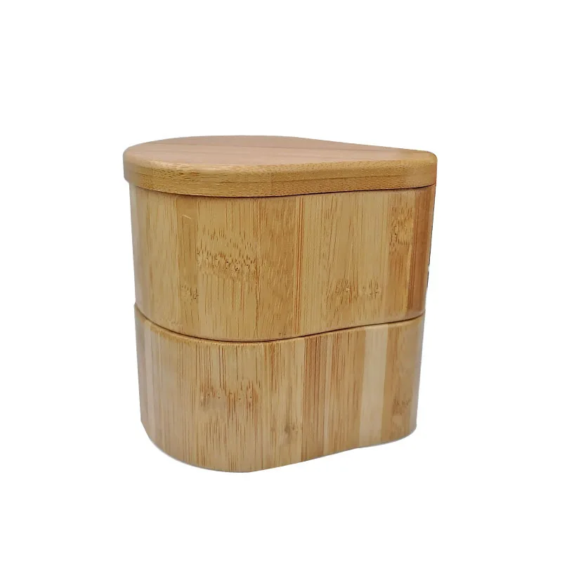 Custom Logo Magnetic Lid Spice Storage Jars Dispenser Bamboo Wood Salt Spice Box With Spoon