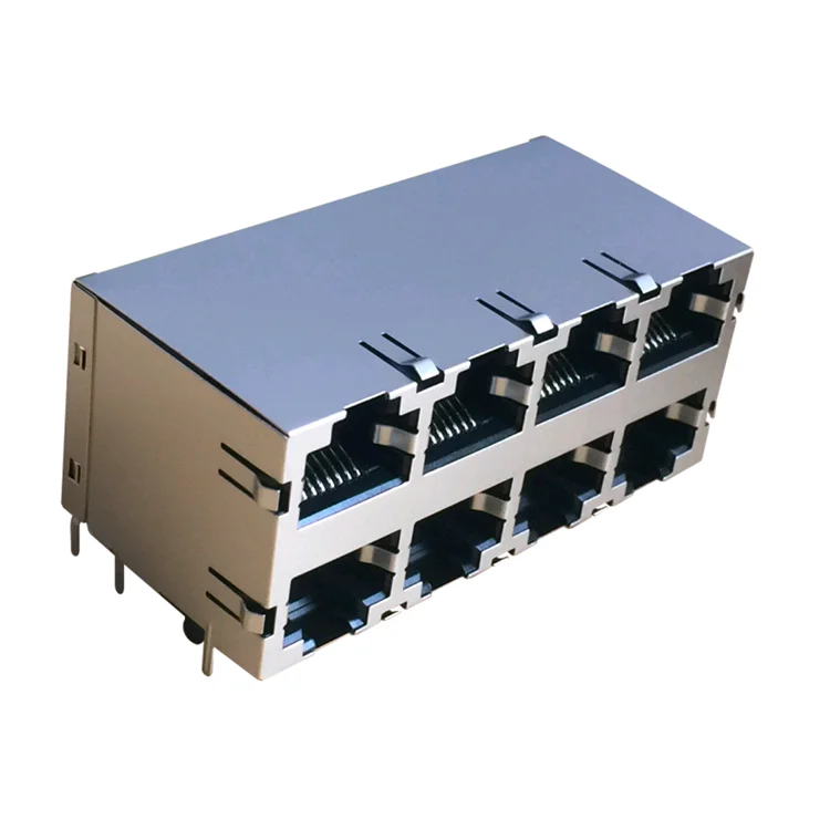 Со светодиодом 8P8C модульный гнездовой разъем PCB Ethernet RJ45