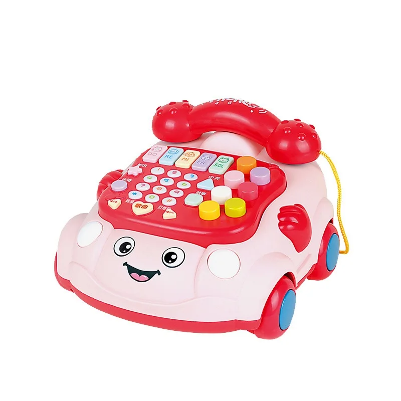 Baby educational electric musical calling telephone toy pull drag line smart phone toy musical baby mobile for kids