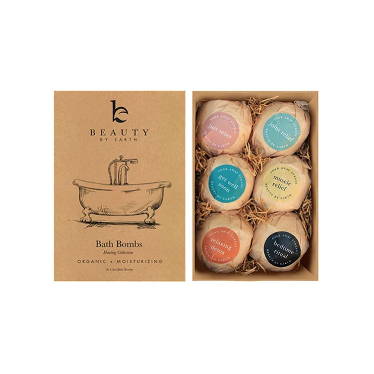 Small Carton Folding Corrugated Custom Logo Luxury Cardboard Cosmetic Kraft Paper Gift Box Bath Bomb Packaging