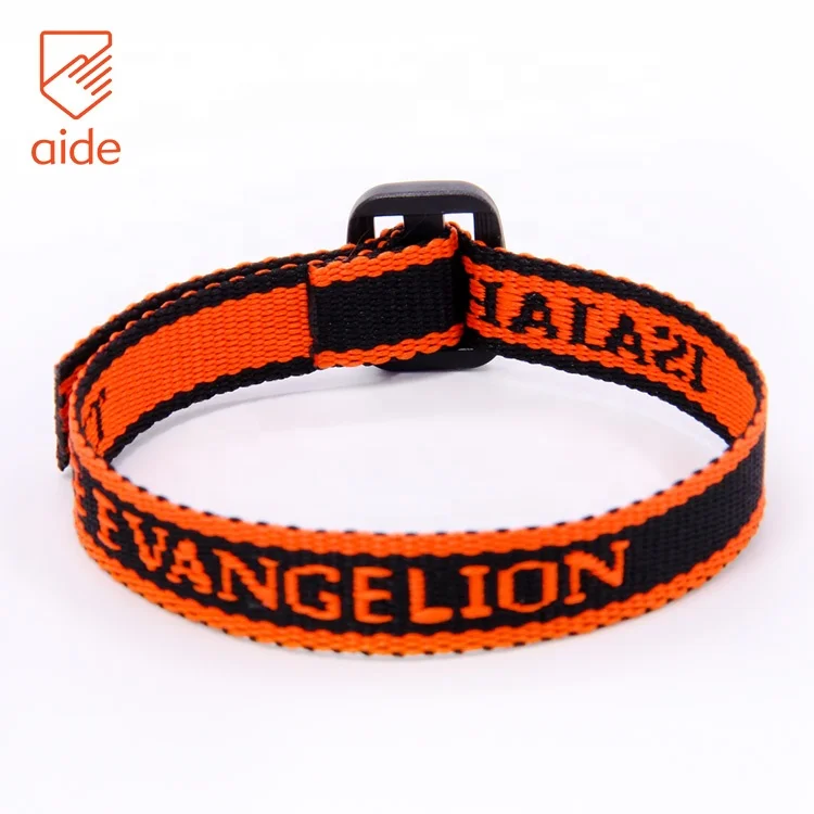 Custom Jacquard Weaved Thick Adjustable Anti Slip Woven Polyester Wristband For Festival Events