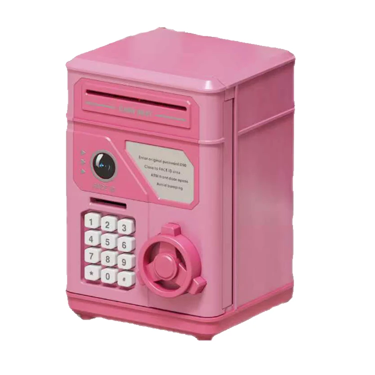 Wholesale NEW Simulation Face Recognition ATM Cash Pot Password Automatic Roll Money Safe Money Bank Box Educational Toy Gift