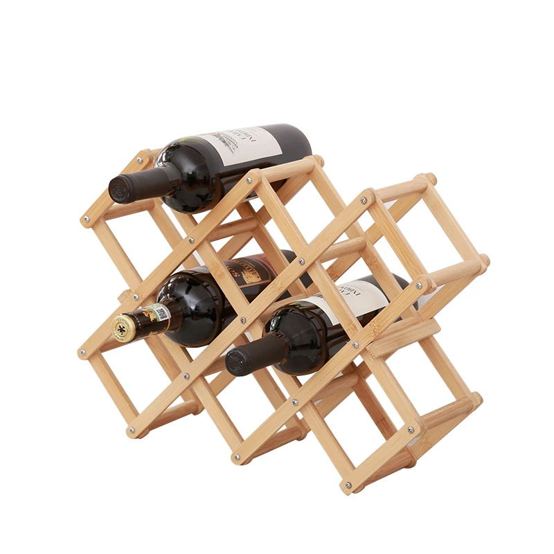 Foldable Tabletop Free Standing Honeycomb Wine Bottle Display Rack Wood Wine Storage Racks Countertop Wine Rack