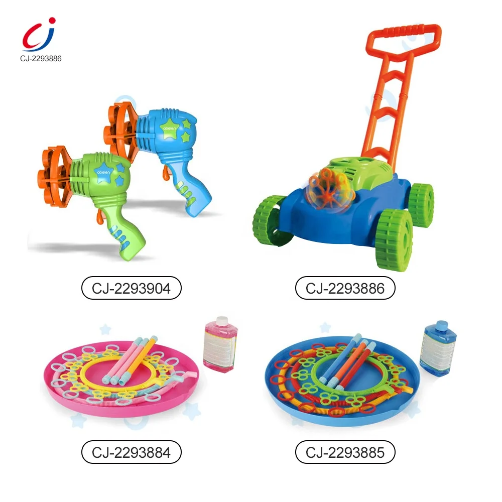 Chengji lawn mower bubble machine toy kids walker summer outdoor playing electric music blowing bubble lawn mower toddler toys