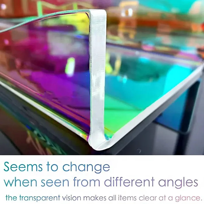 Wall Mounted Neon Acrylic Floating Shelf Slatwall Iridescent Clear Acrylic Bathroom Storage Ledge Shelves For Toy Display