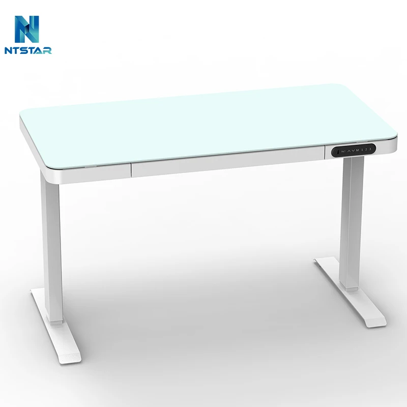 Стеклянный Настольный Офисный Компьютерный стоячий стол регулируемая высота подставка для сидения подъемная электрическая стойка с выдвижным ящиком