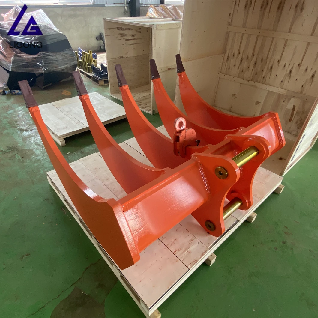 VIO50-2 excavator fork for sale,  excavator root rake, leaf rake grabber