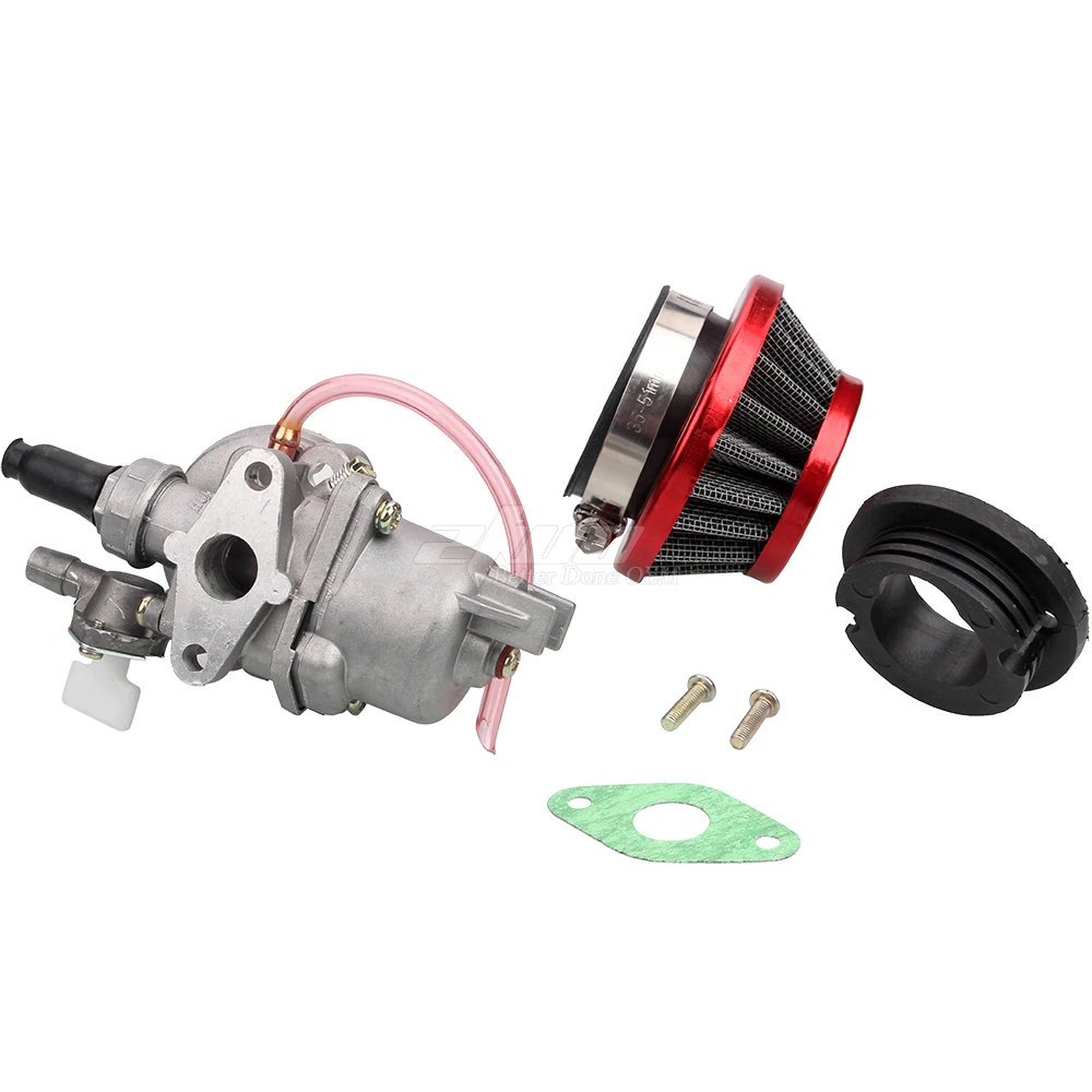 Minimoto Red Air Filter + Carburetor Carb + Stack For 2 Stroke 47cc 49cc Engine Parts Mini Moto Kids ATV Quad 4 Wheeler Go Kart