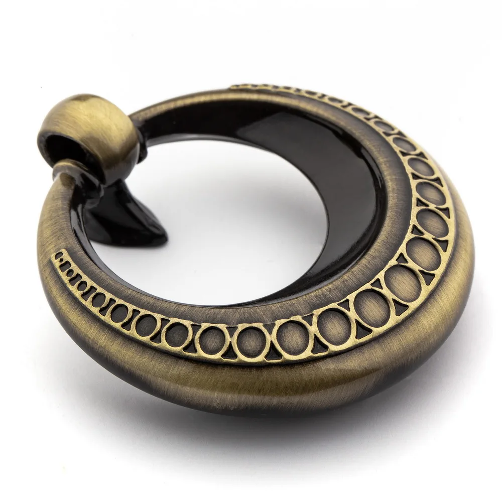 Antique Bronze Home Furniture Hardware Ring Pull Handle Vintage Knob for Cupboard Cabinet Drawer Doors
