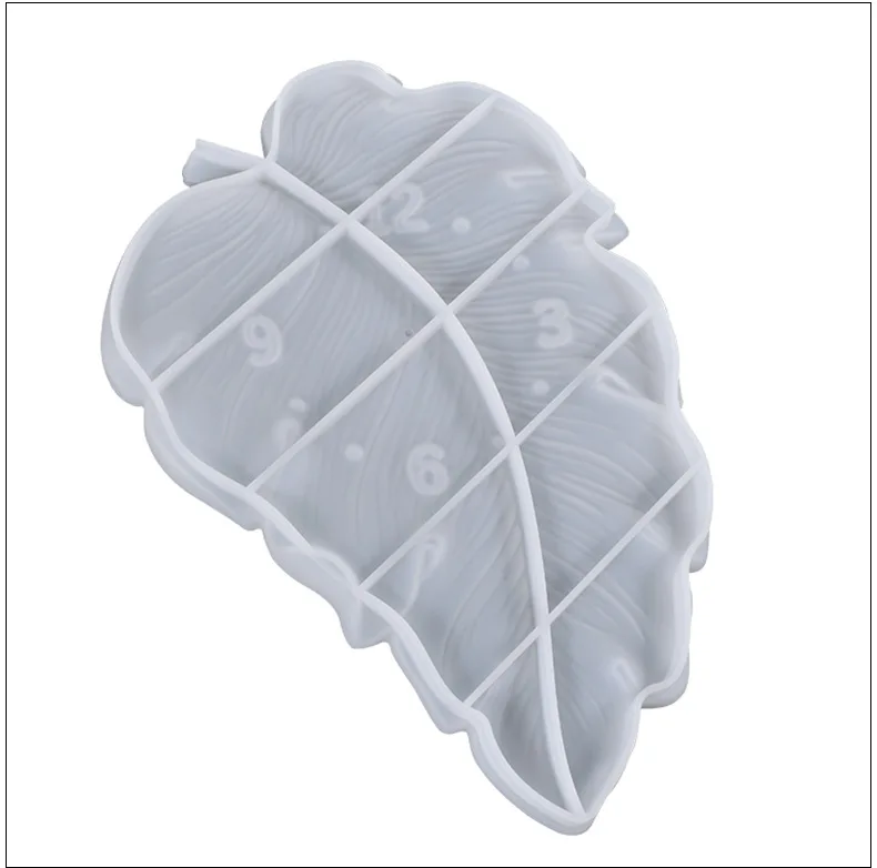 0763 DIY Crystal Epoxy Silicone Home Decoration Big Leaf Clock Dial Resin Mold