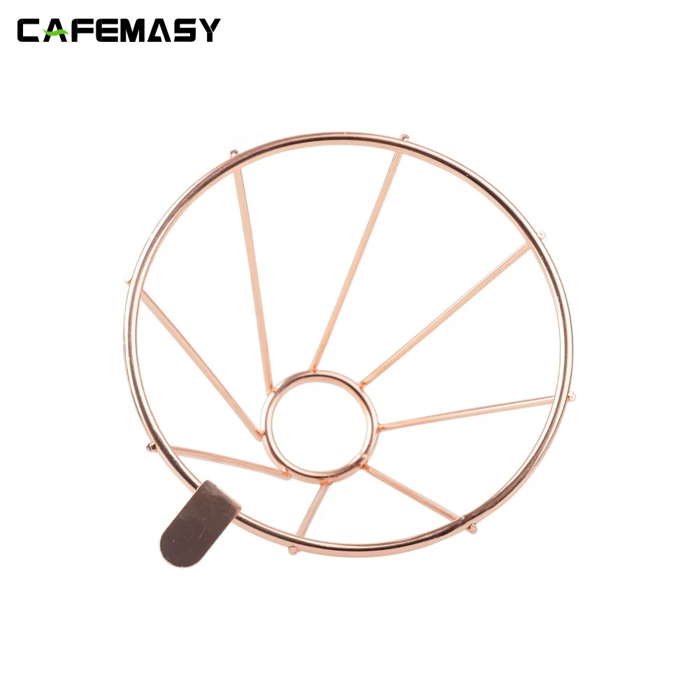 CAFEMASY  Coffee Accessories Cone Coffee Filter Rose Gold Metal Wire Mesh Coffee Dripper