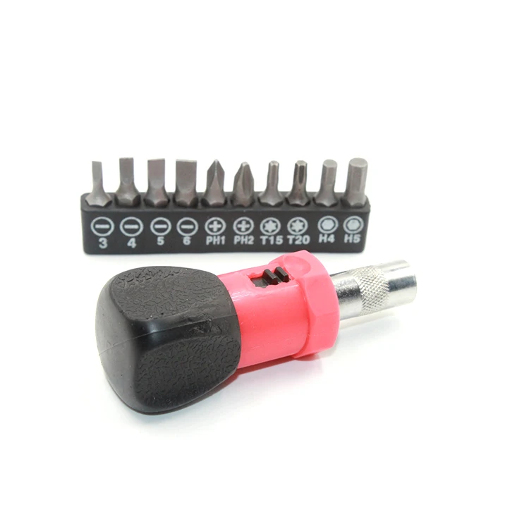 1/4 inch rotational ratchet screwdriver 6.35mm internal hex interface screwdriver bit holder with 10 pcs CR-V Batch of head