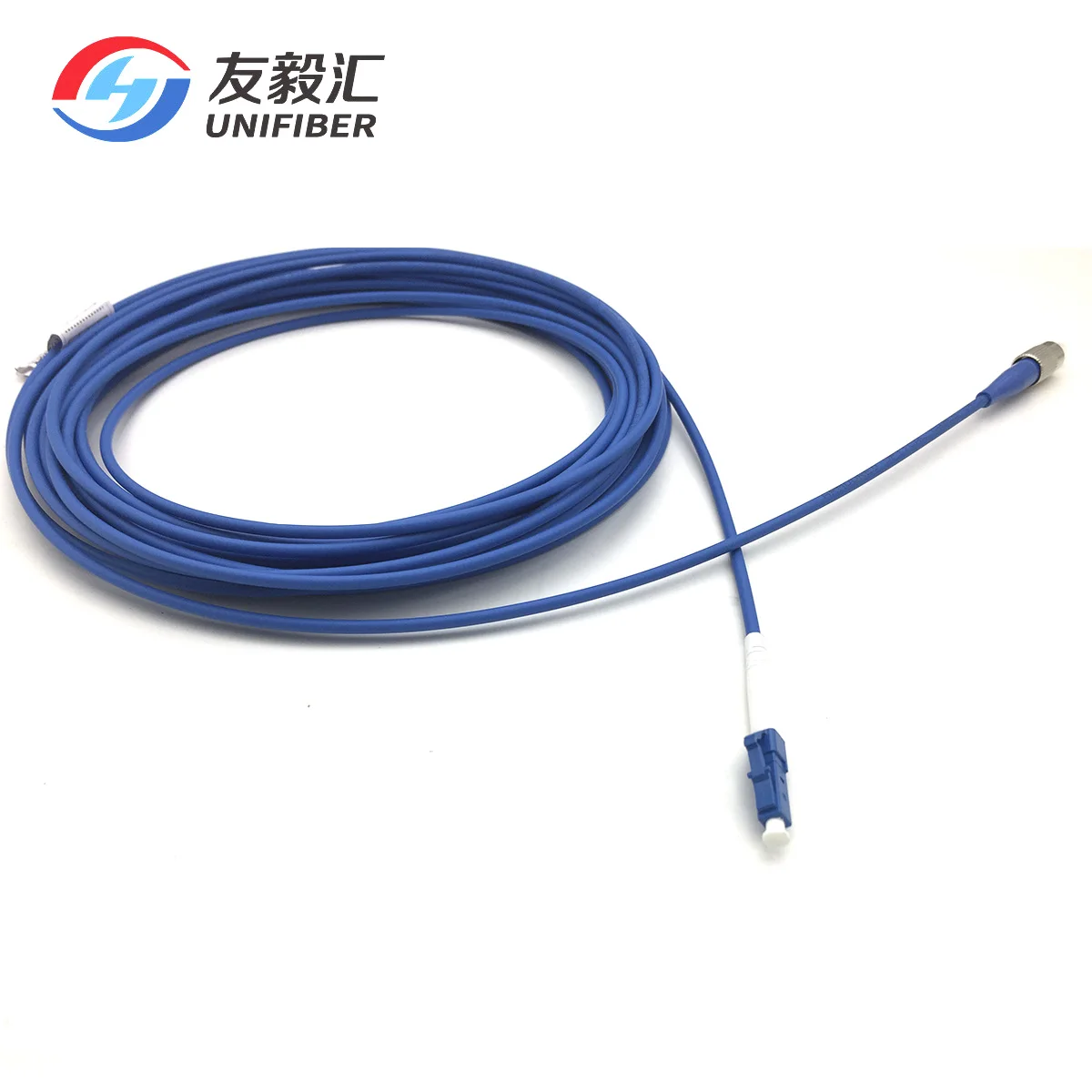 Customized LC to FC Fiber Optic Armored Patch Cord 3.0mm LSZH Blue Jacket 1/3/5M