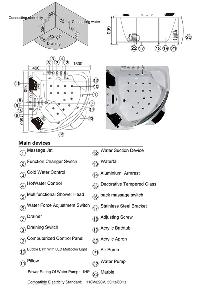 triangle corner bathtub whirlpool bath tubs for 2people