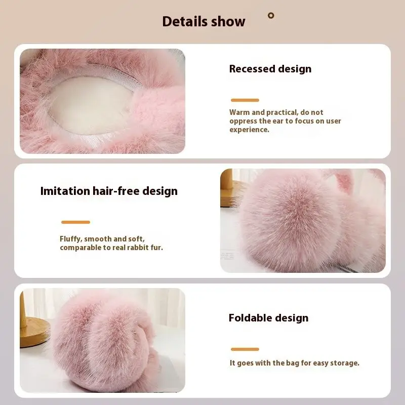 Girls Furry Soft Winter Outdoors Warm Fur Plush Foldable Earmuffs For Children Adult Women Cute Warmer Ear Muffs