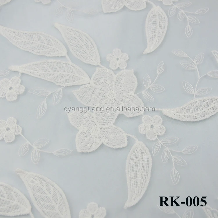 Lace Fabric with Mesh 3d Flower Lace Tulle Fabric Embroidered Eco-friendly Support