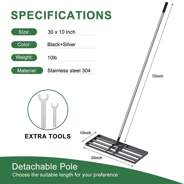 30*10in Large Size Manual Steel Lawn Grass Organic Fertilizer Sand Spreader Leveling Garden Yard Turf maintenance