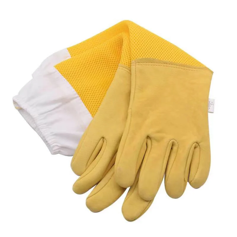 Yellow color cow gloves leather